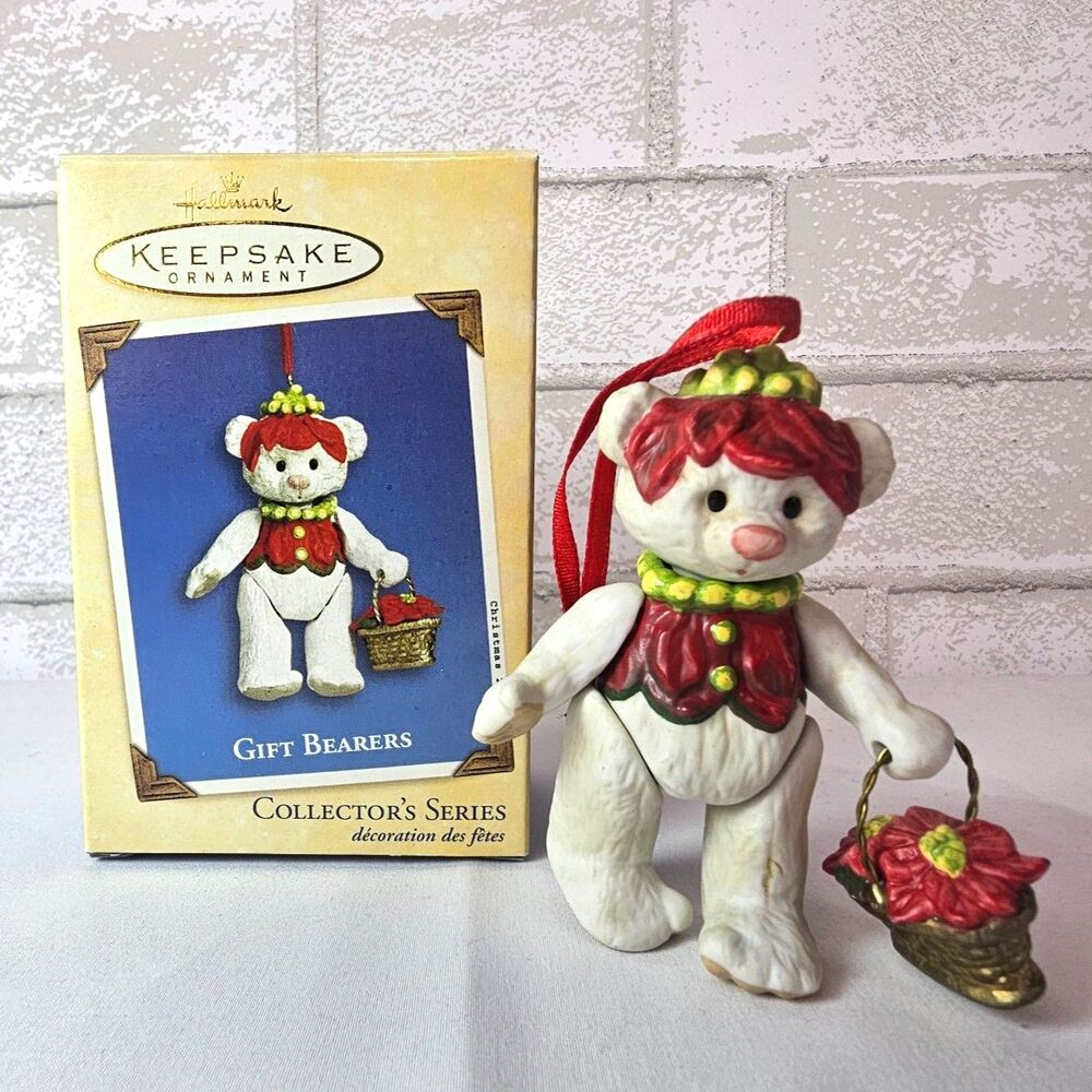 Hallmark Keepsake 2002 Gift Bearers #4 Porcelain Bear Ornament QX8883 Box
